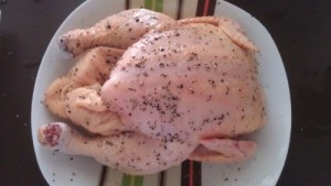 Chicken rubbed with salt and pepper