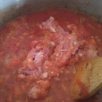 Minced pork added to sauce