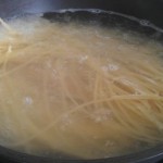 Pasta cooking in boiled water