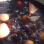 Cracked eggs in tea egg spice pot